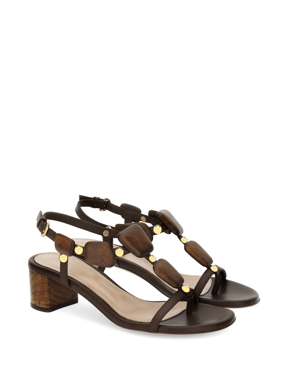 Gianvito Rossi Munduk sandalen verfraaid met hout Bruin