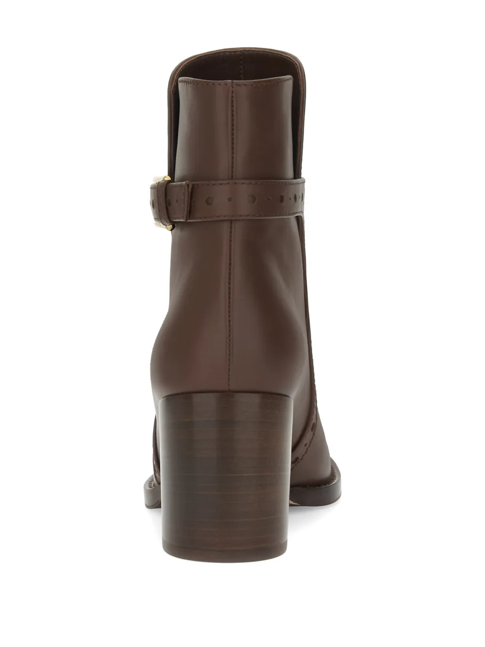 Gianvito Rossi Enkellaarzen met brogue-detail en gespbandje Bruin