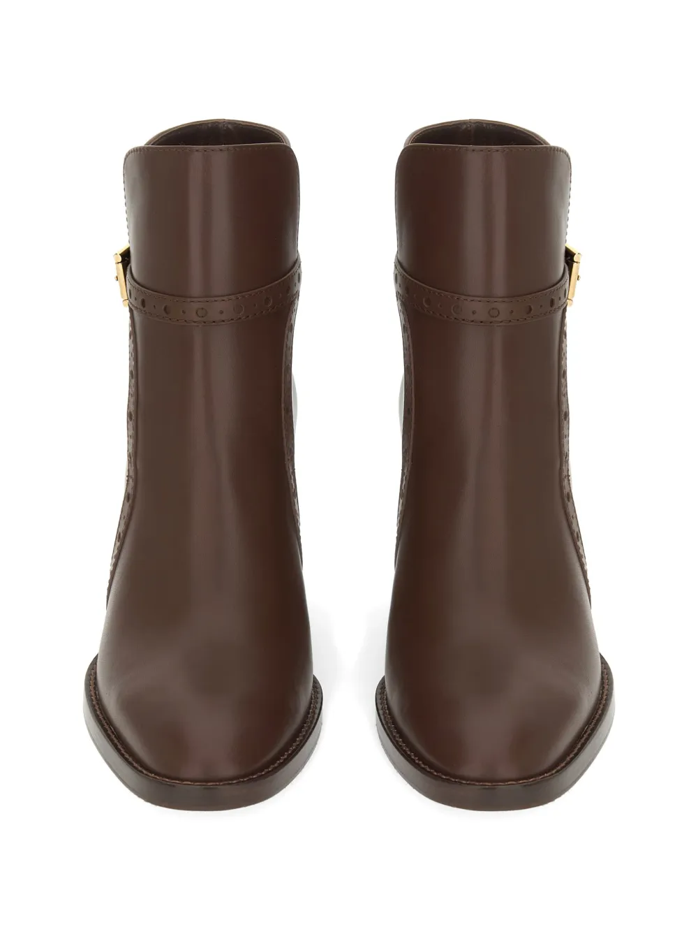 Gianvito Rossi Enkellaarzen met brogue-detail en gespbandje Bruin