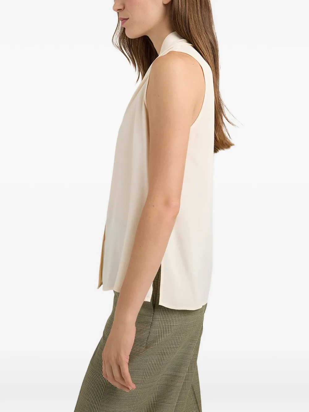 MOMONÌ Kiri geplooide top met V-hals Beige