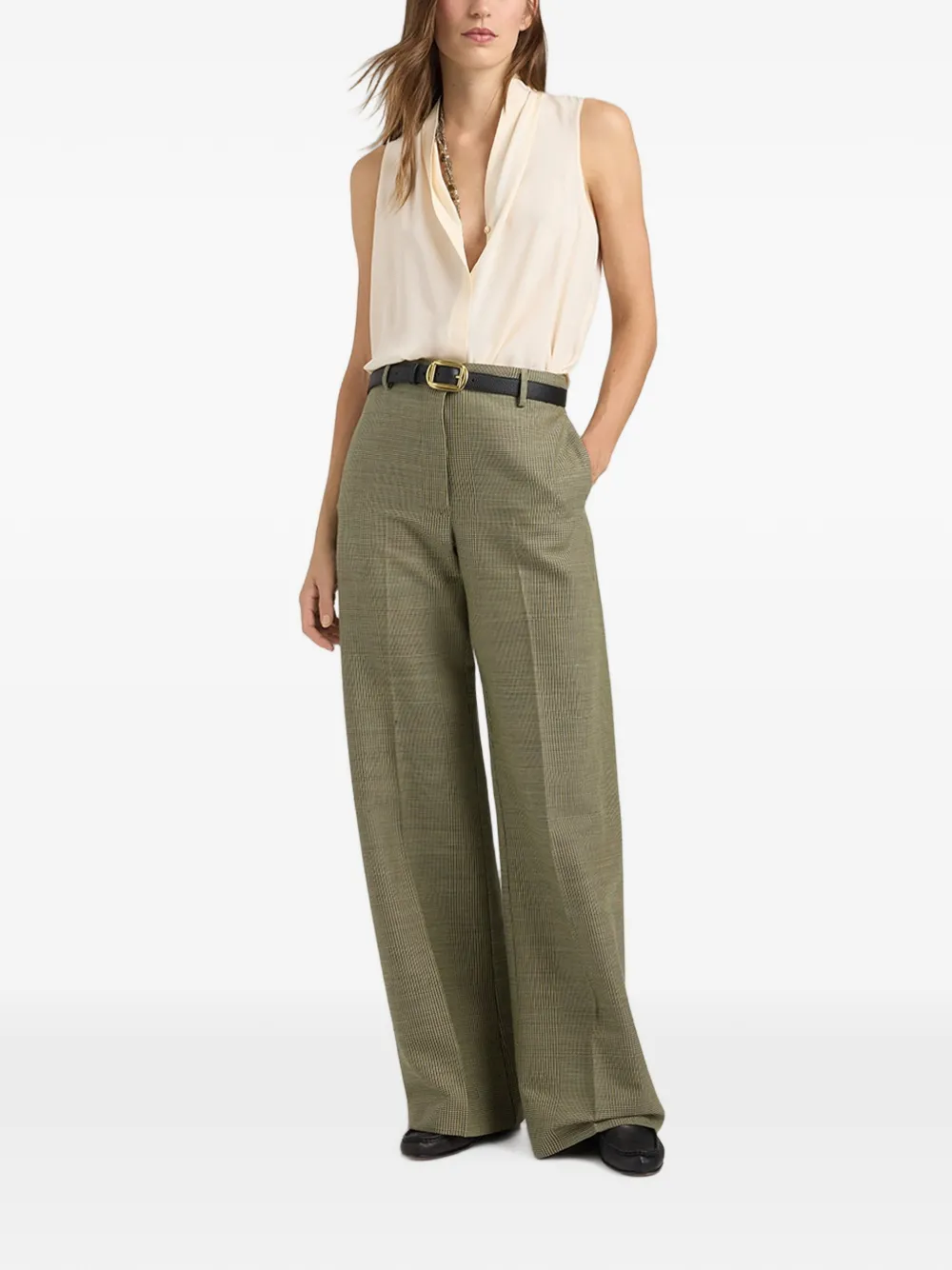 MOMONÌ Kiri geplooide top met V-hals Beige