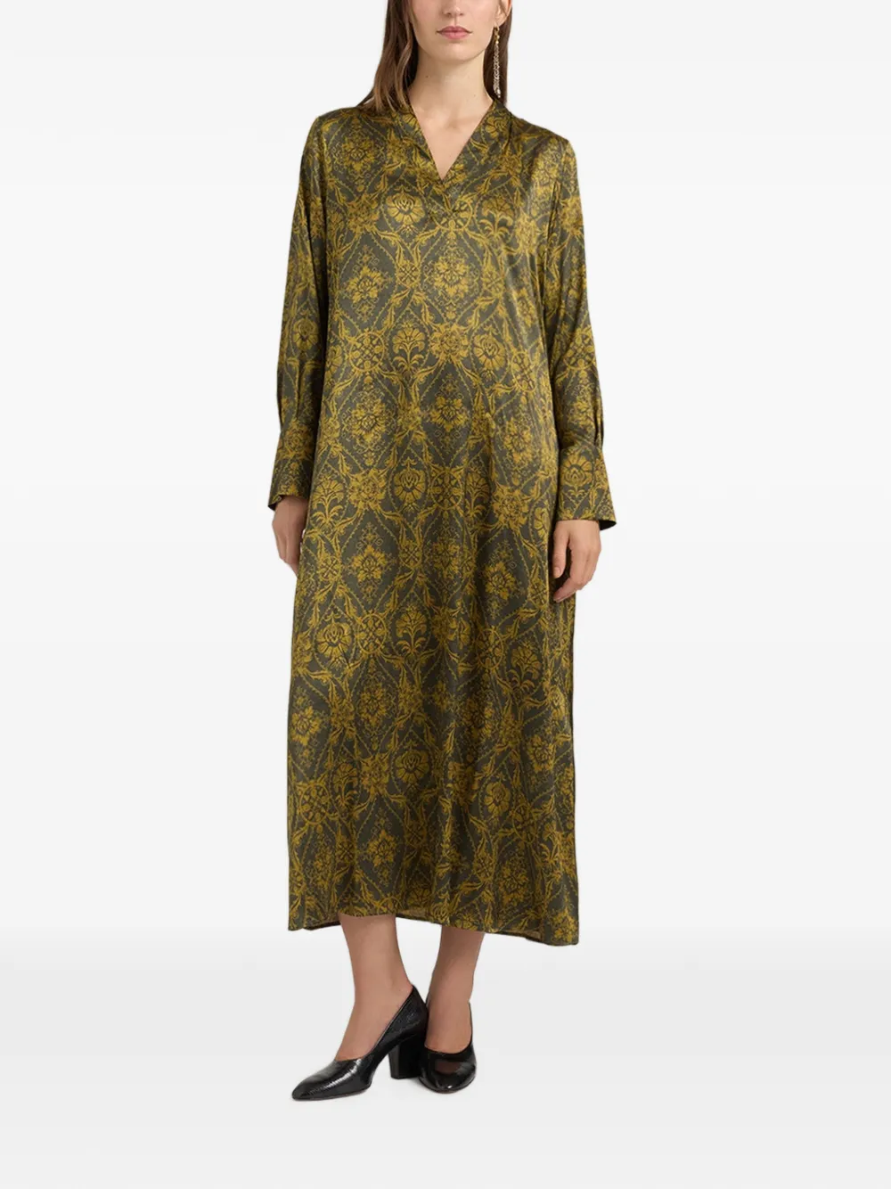 MOMONÌ Amara midi-jurk met print Groen