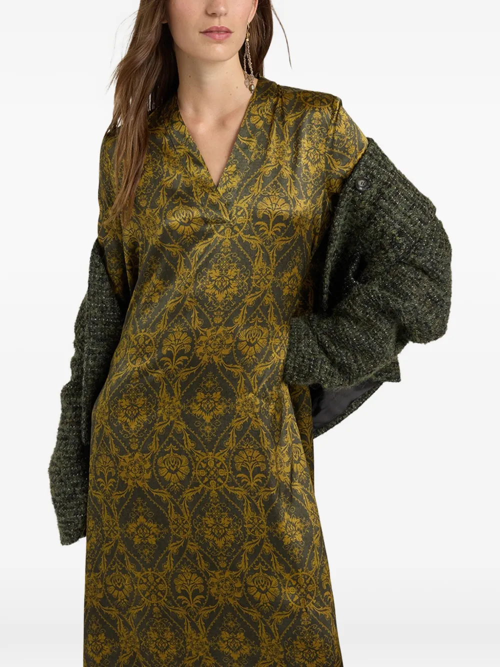 MOMONÌ Amara midi-jurk met print Groen