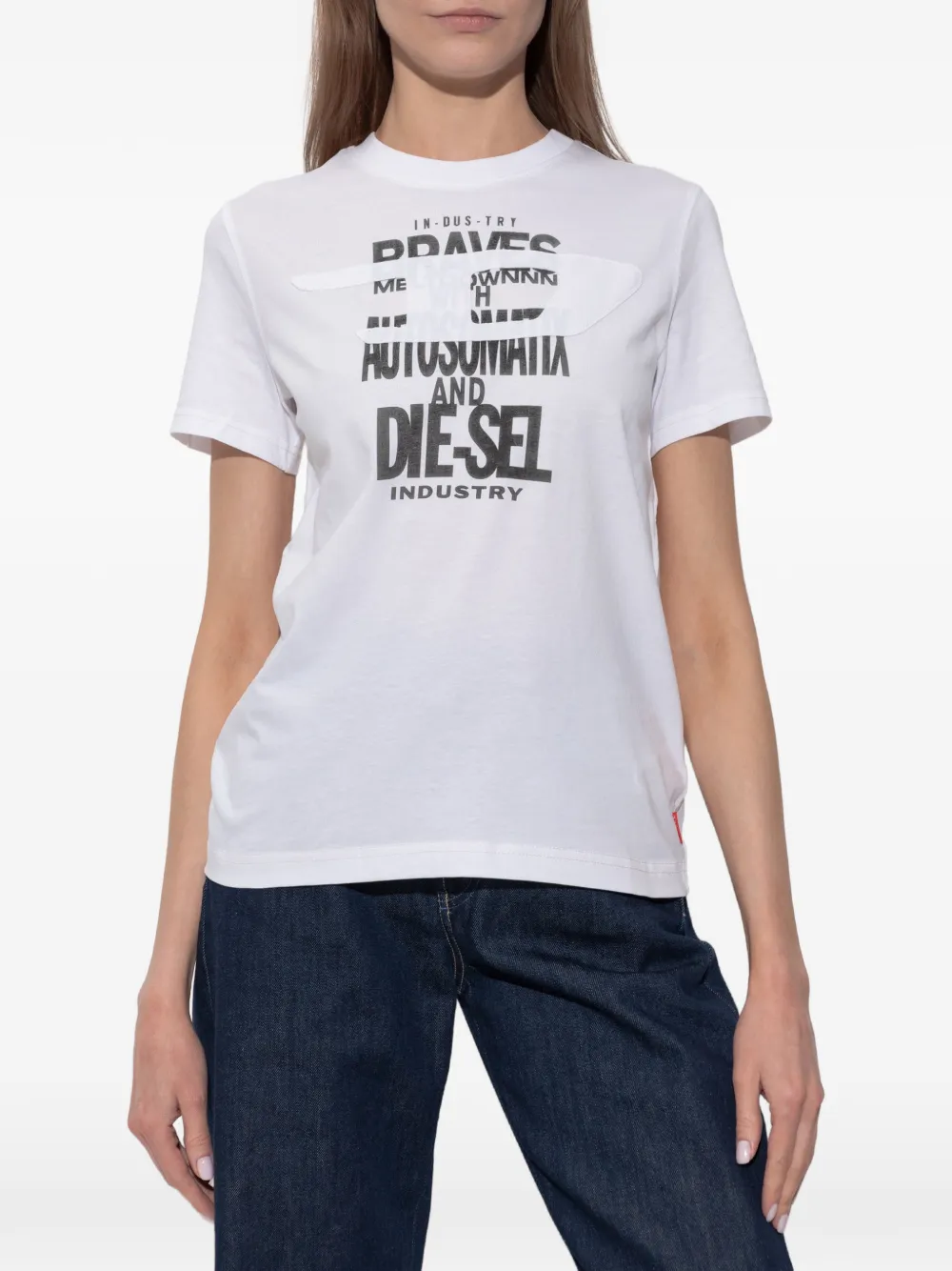 Diesel Katoenen T-shirt met logoprint Wit