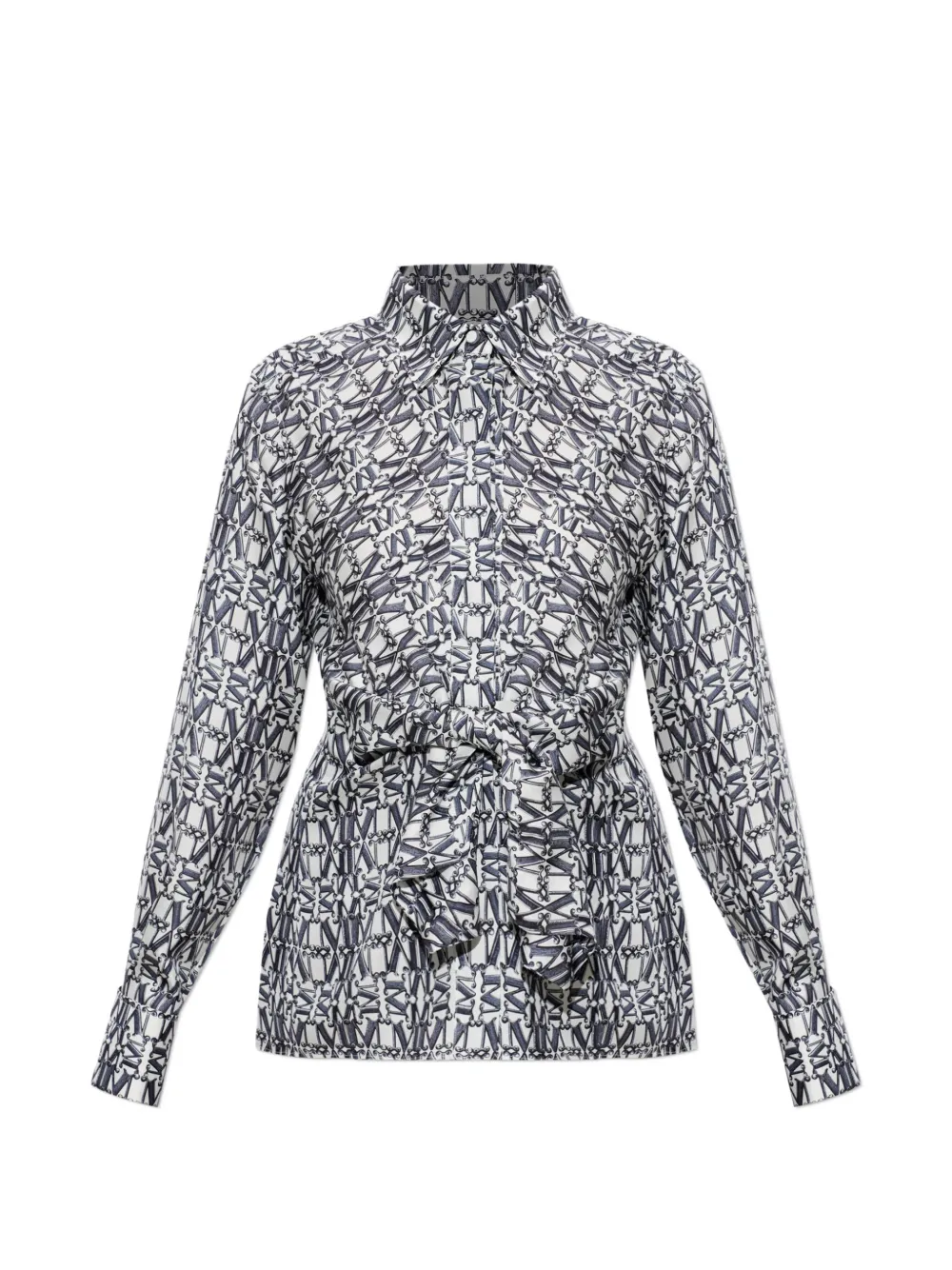 Max Mara monogram-print silk shirt - White