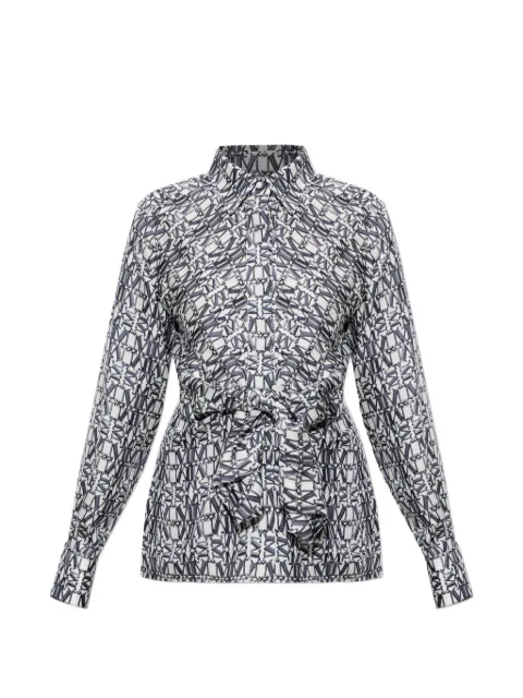 Max Mara blusa con monograma estampado y moño en la cintura