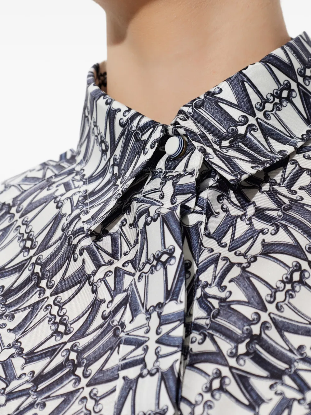 Max Mara Blouse met monogramprint en gestrikte taille Wit