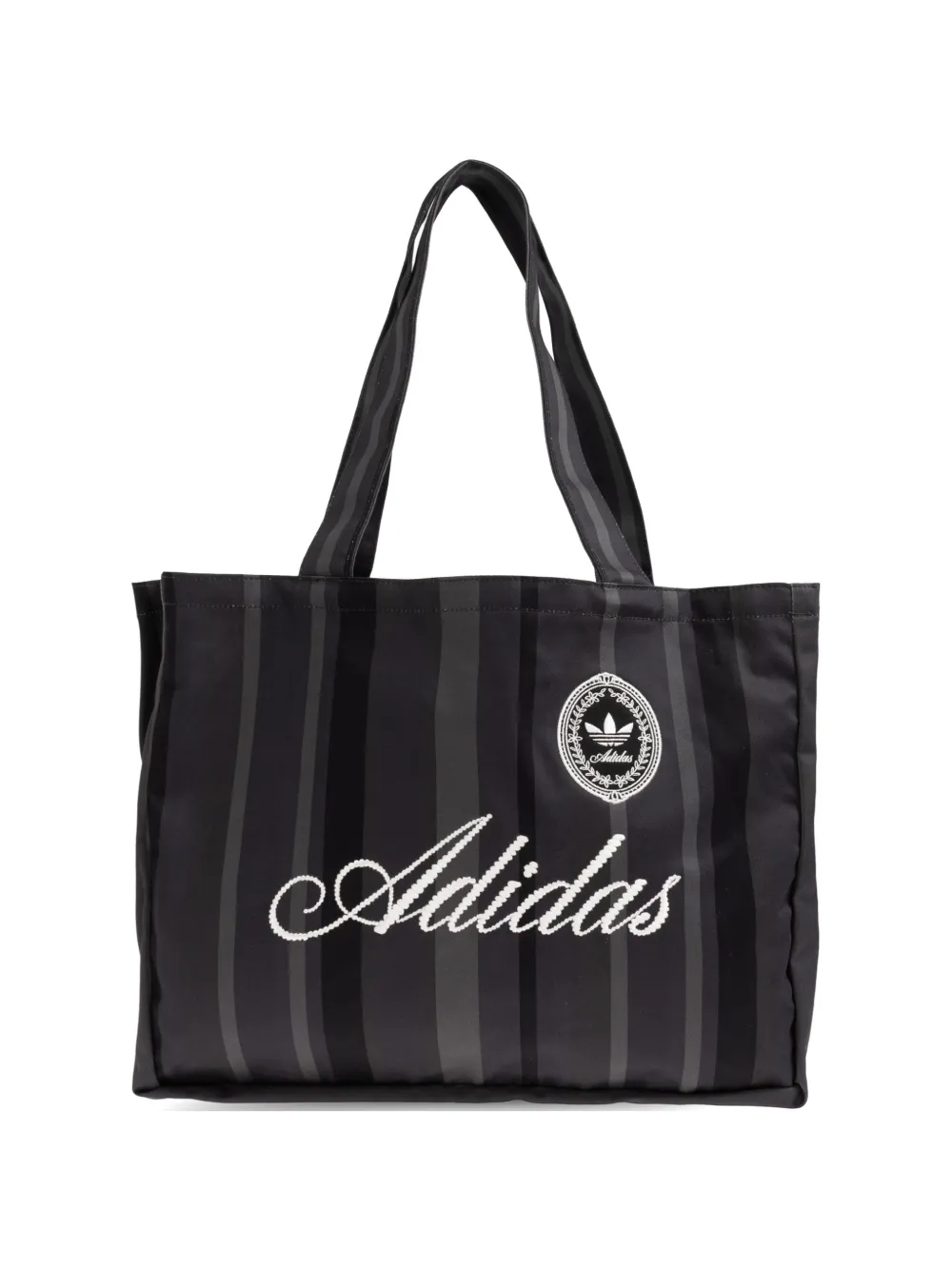 adidas logo-embroidered striped tote bag - Nero