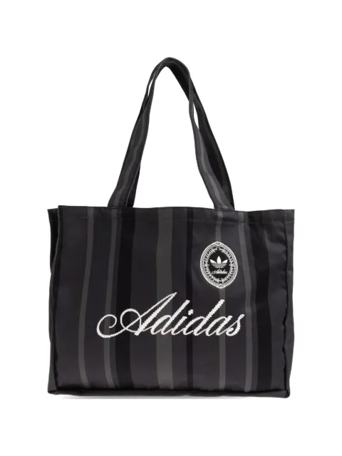 adidas logo-embroidered striped tote bag