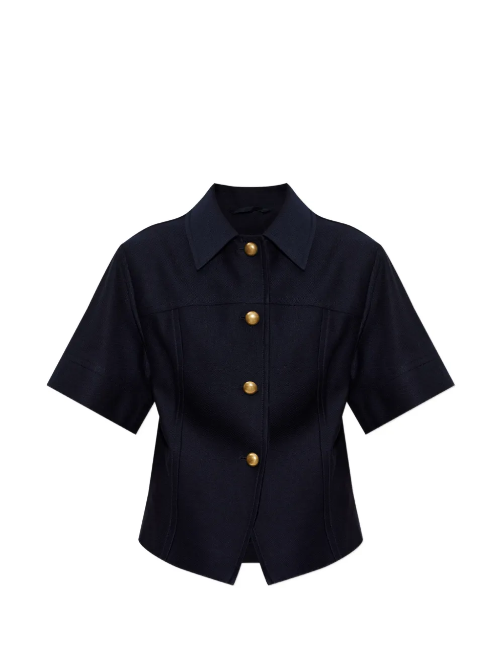 Max Mara Short-sleeve Button-up Jacket In Blue