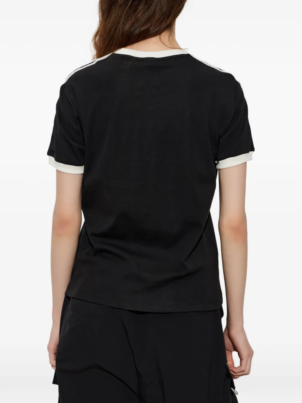 adidas T-shirt met kanten streep en logopatch Zwart