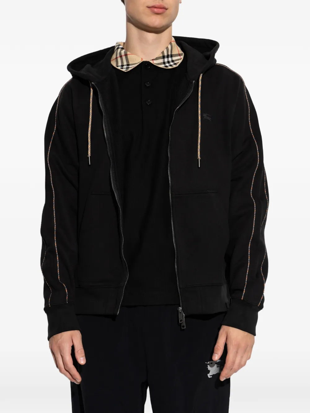 Burberry Check Equestrian Knight Design hoodie Zwart