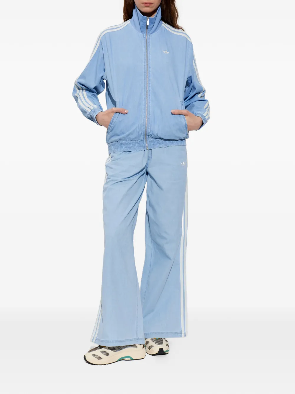 adidas Denim jack met geborduurd logo en zijstreep Blauw