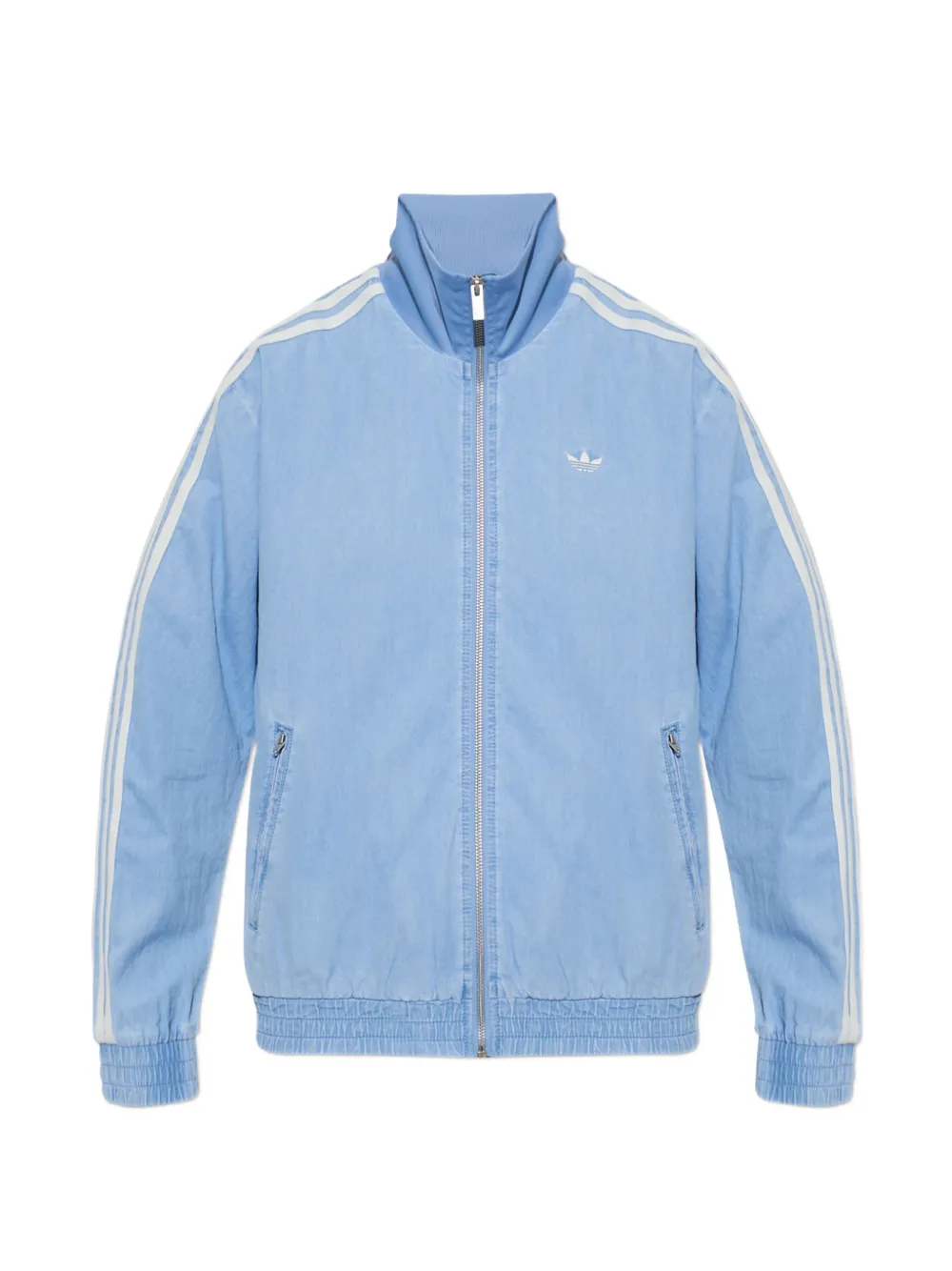 adidas logo-embroidered side-stripe denim jacket - Blu