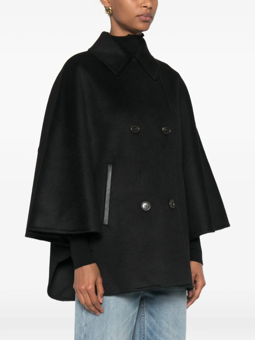 Max Mara Mantel met dubbele rij knopen Zwart