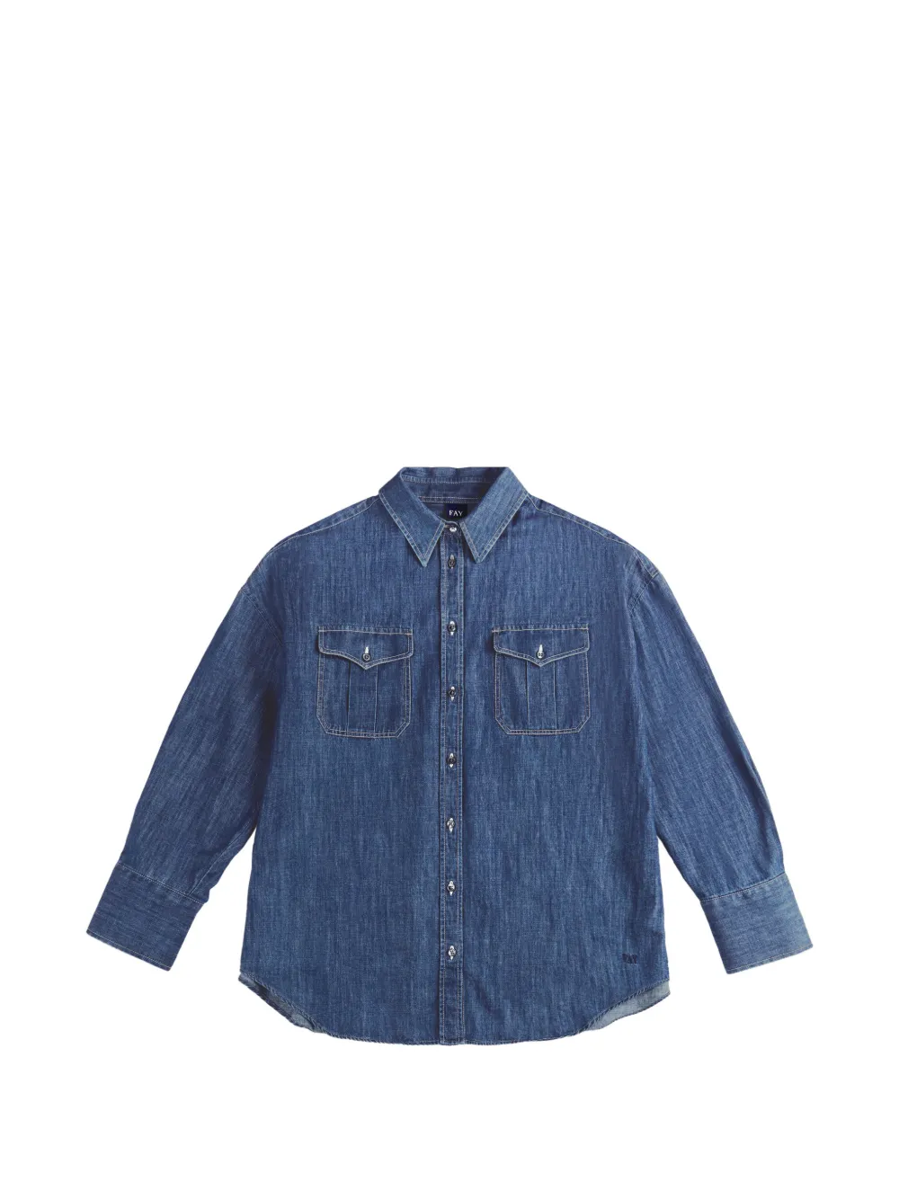 Fay Camicia con logo ricamato e tasca - Blu