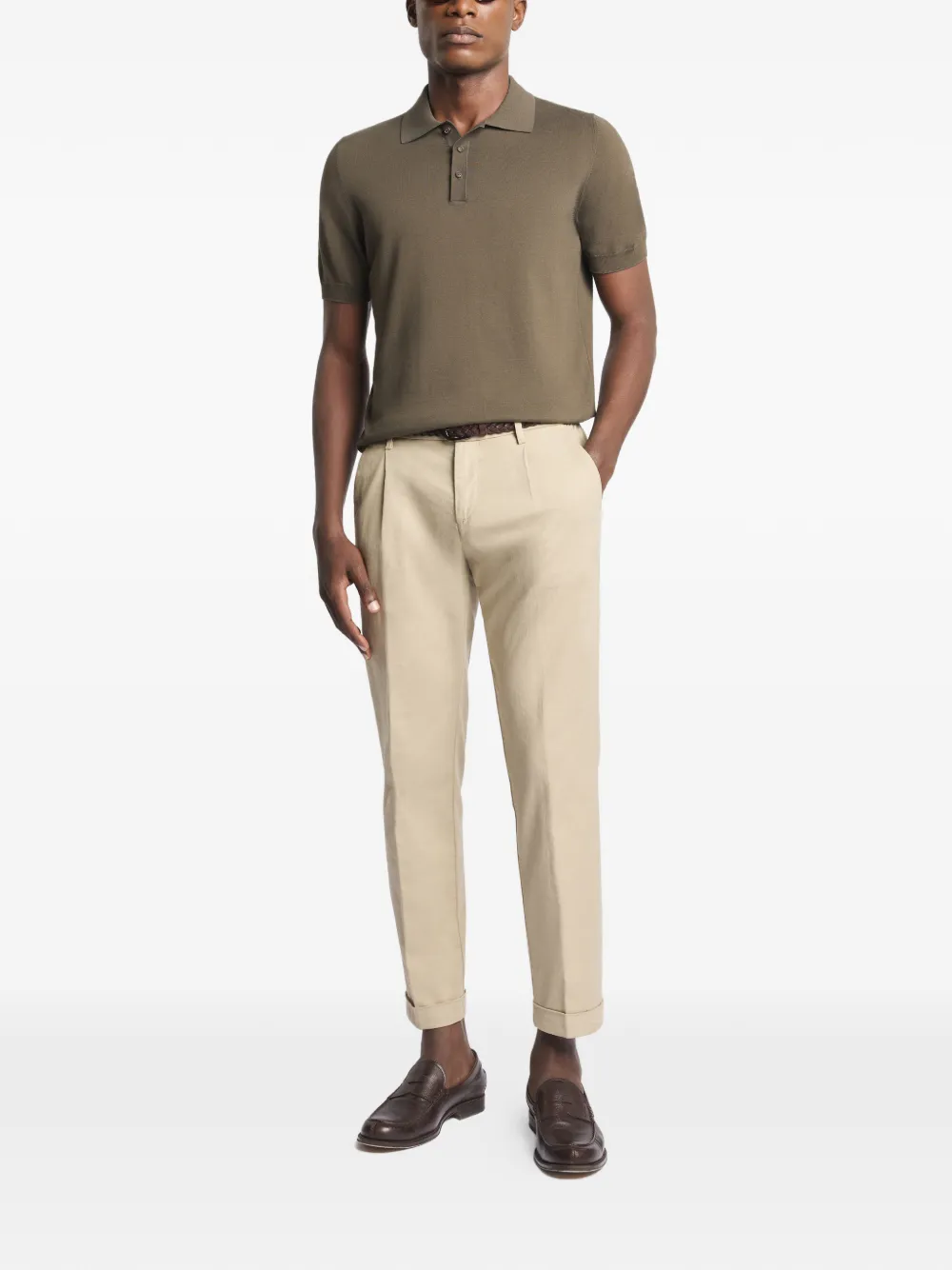 Fay Plooibroek met elastische tailleband Beige