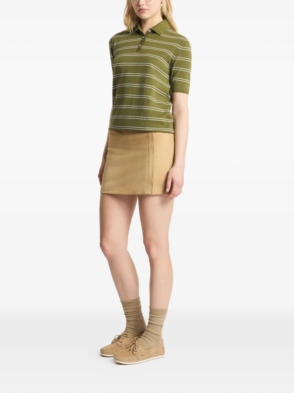 Fay Gestreept poloshirt Groen