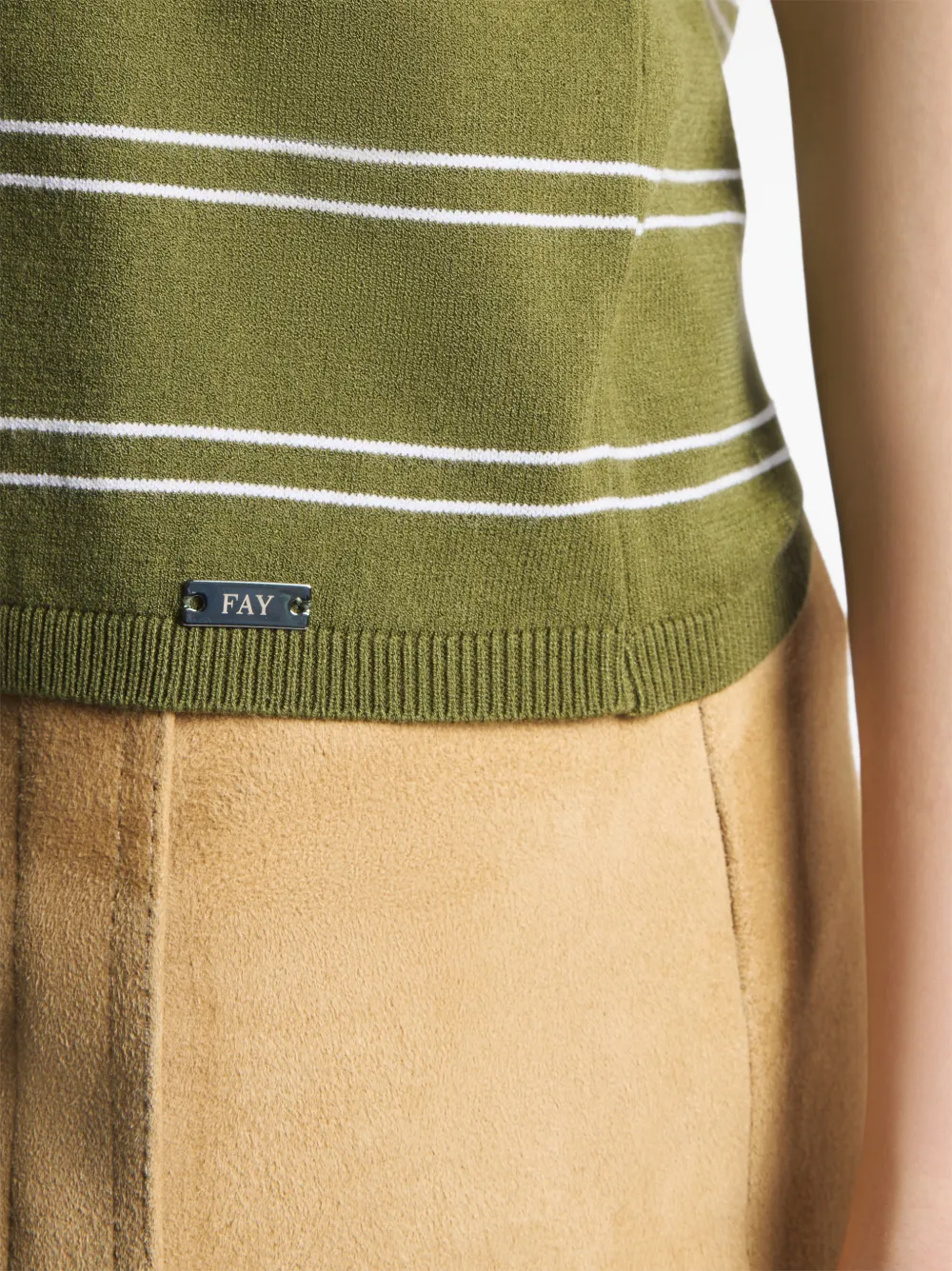 Fay Gestreept poloshirt Groen