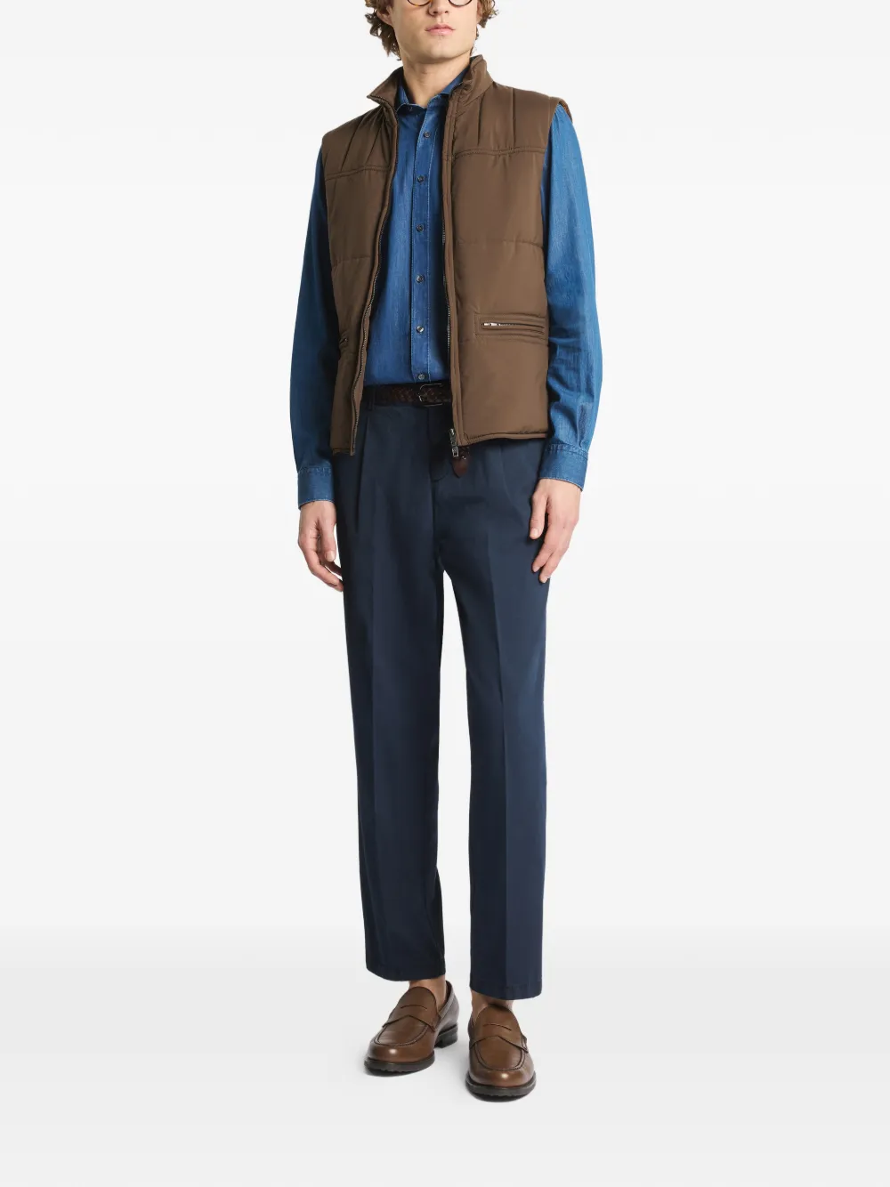 Fay Geplooide chino Blauw