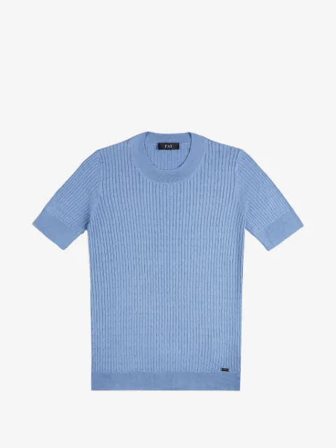 Fay cable-knit short-sleeve top