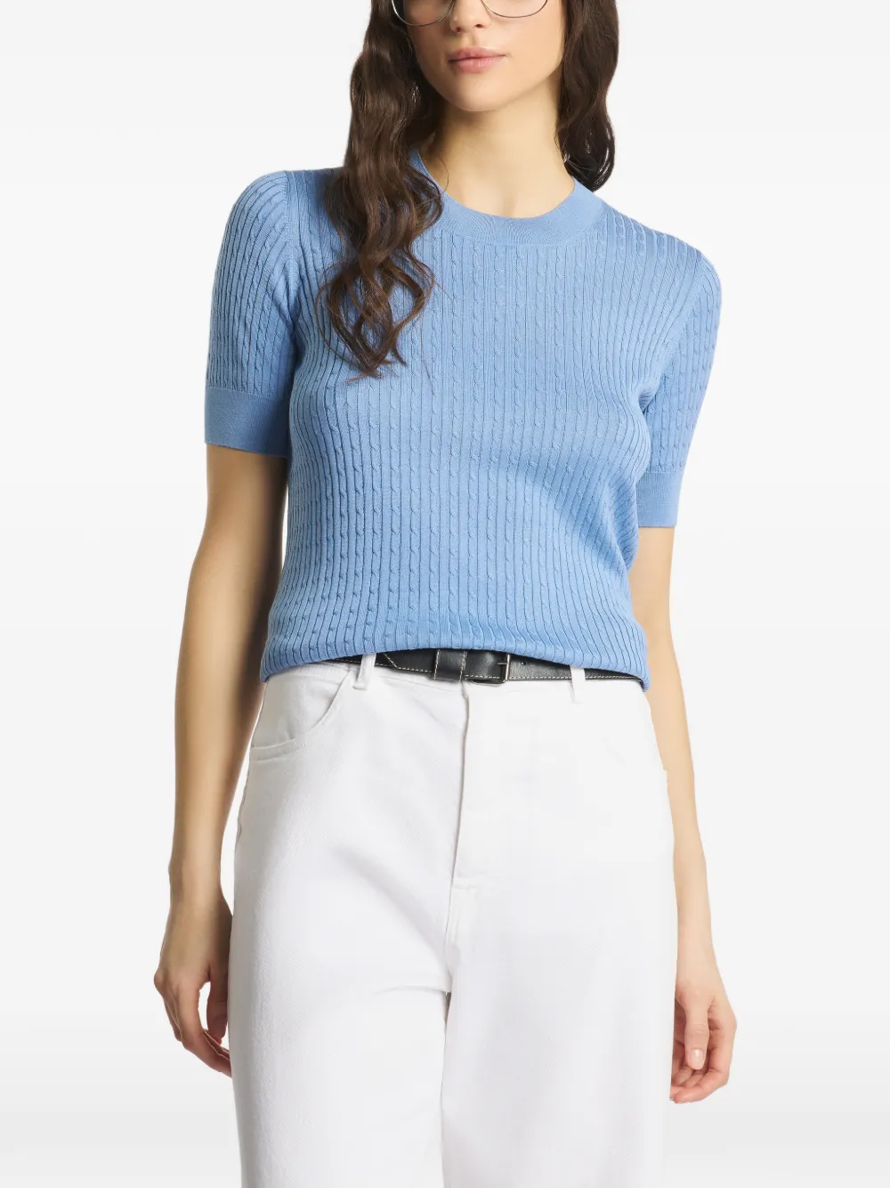 Fay Kabelgebreide top Blauw