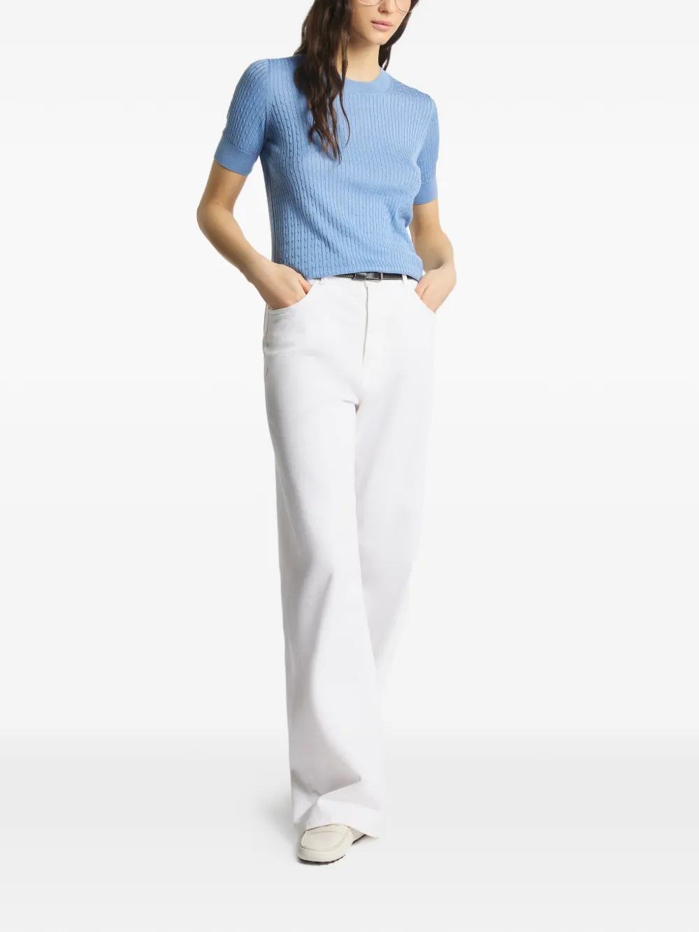 Fay Kabelgebreide top Blauw