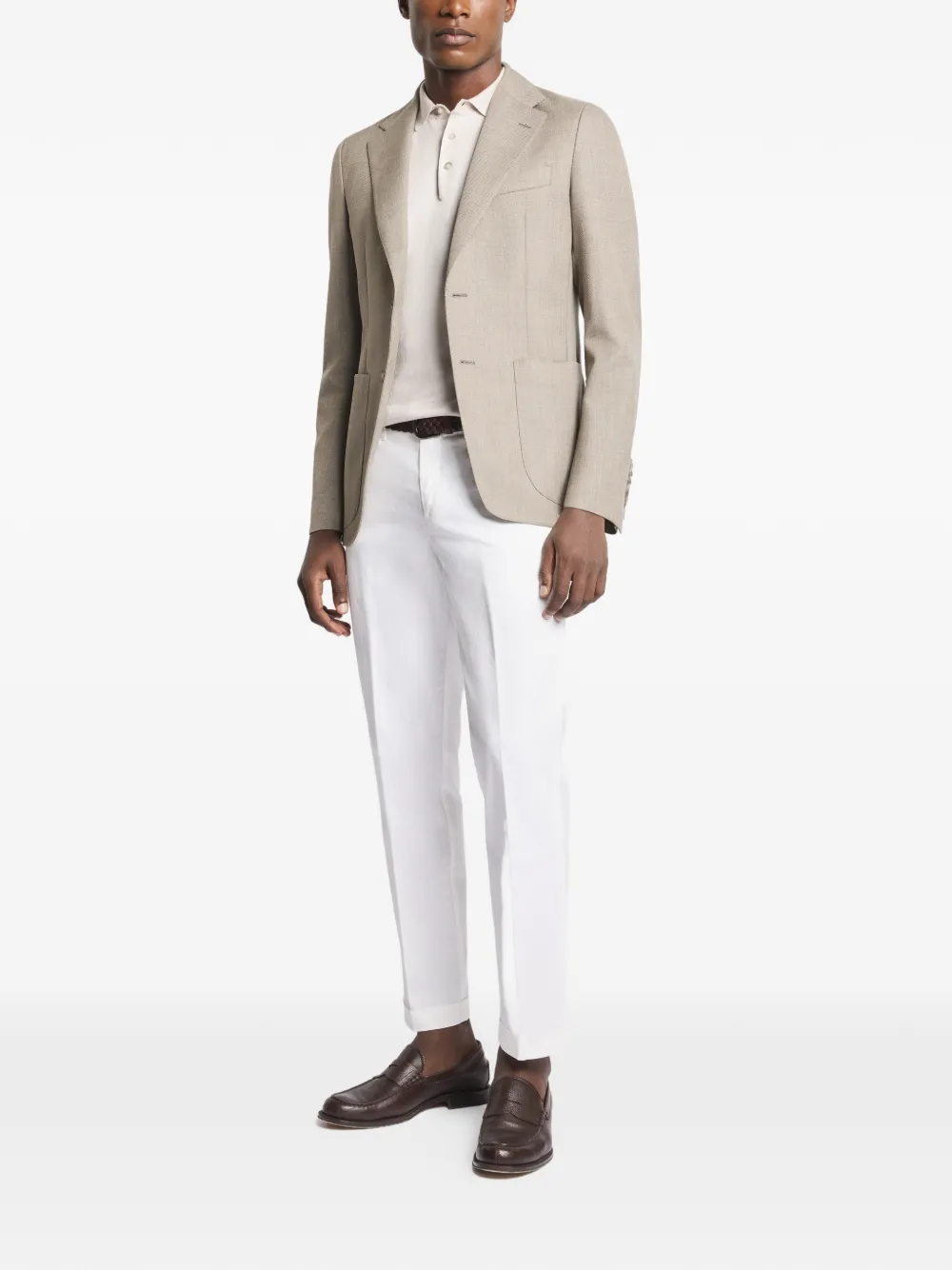 Fay Gedeconstrueerd jack met enkele rij knopen Beige