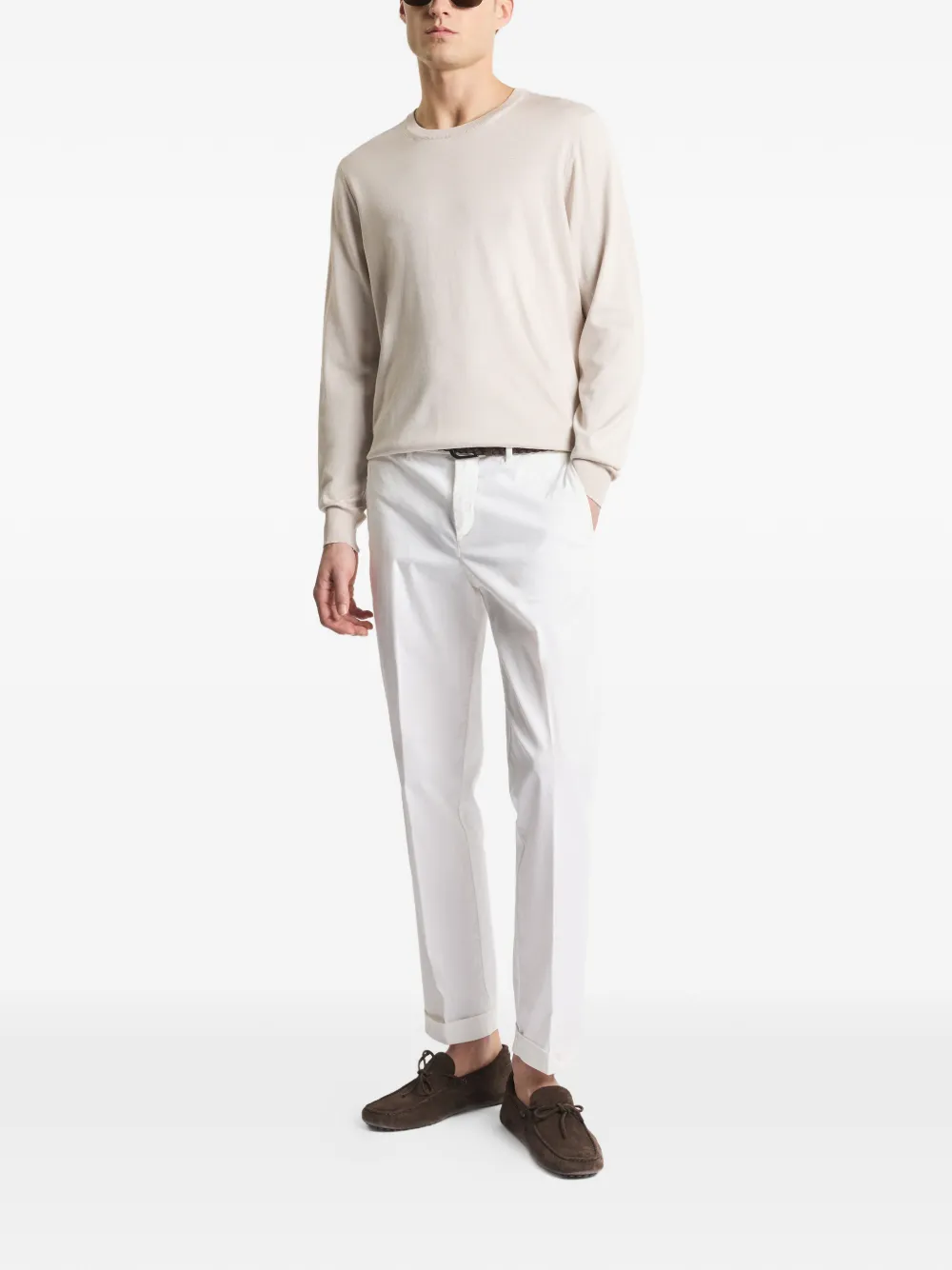 Fay Trui met geborduurd logo en ronde hals Beige