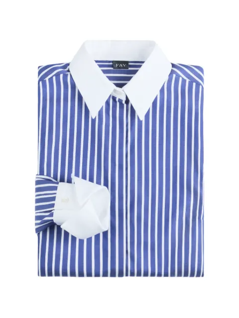 Fay vertical-stripe contrast-collar shirt