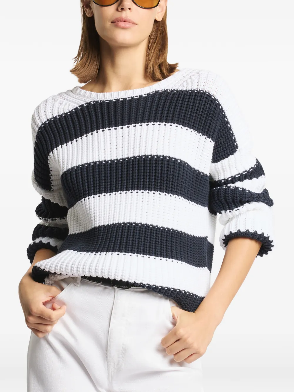  Fay Horizontal-stripe Chunky-knit Sweater - Blanc 
