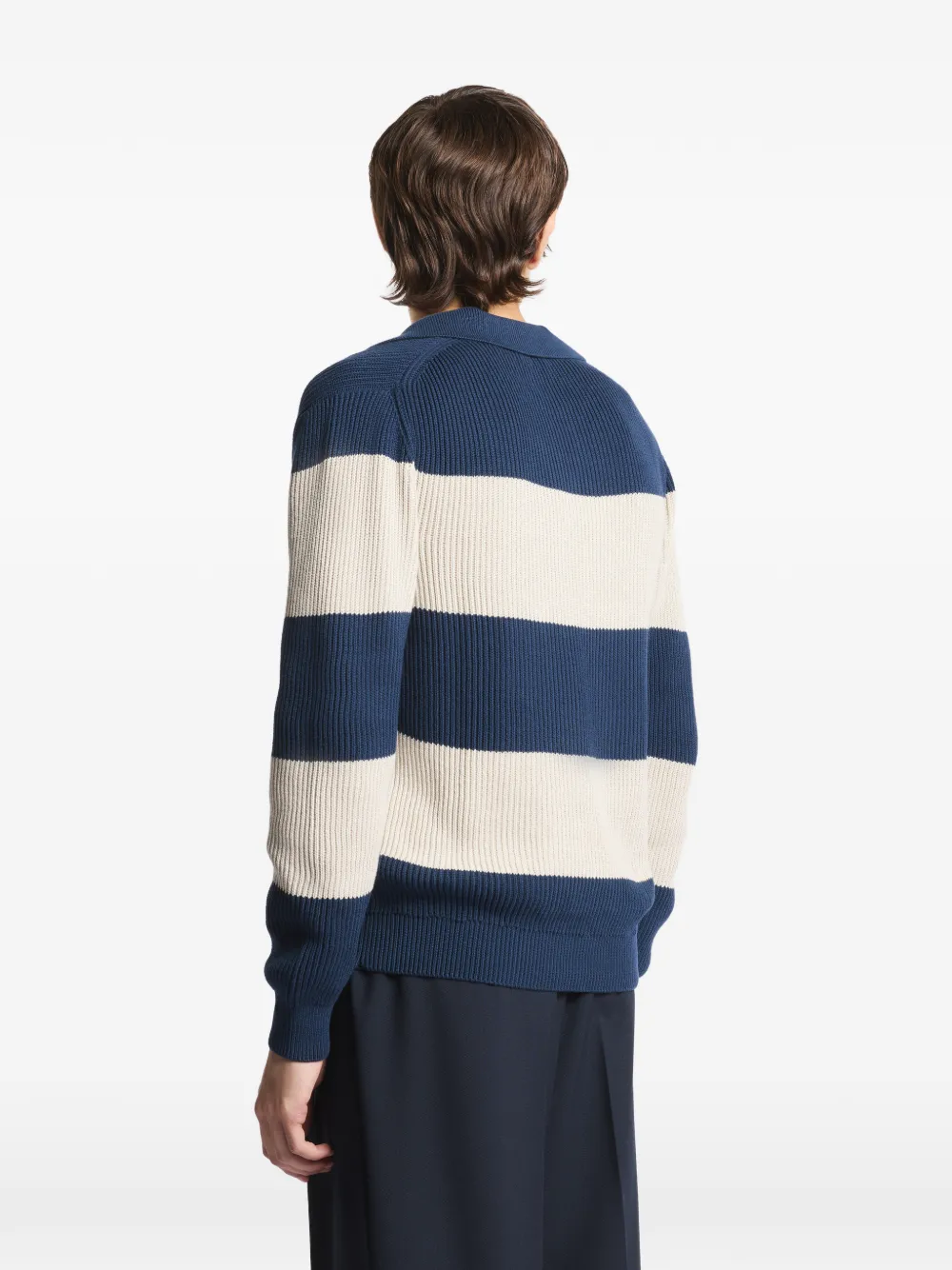 Fay Ribgebreid poloshirt Blauw