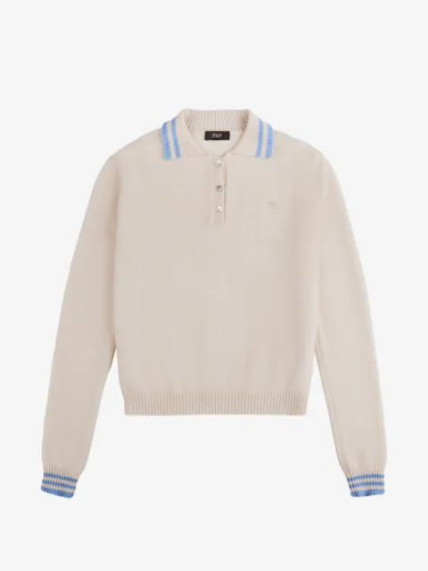 Fay striped-trim polo sweater