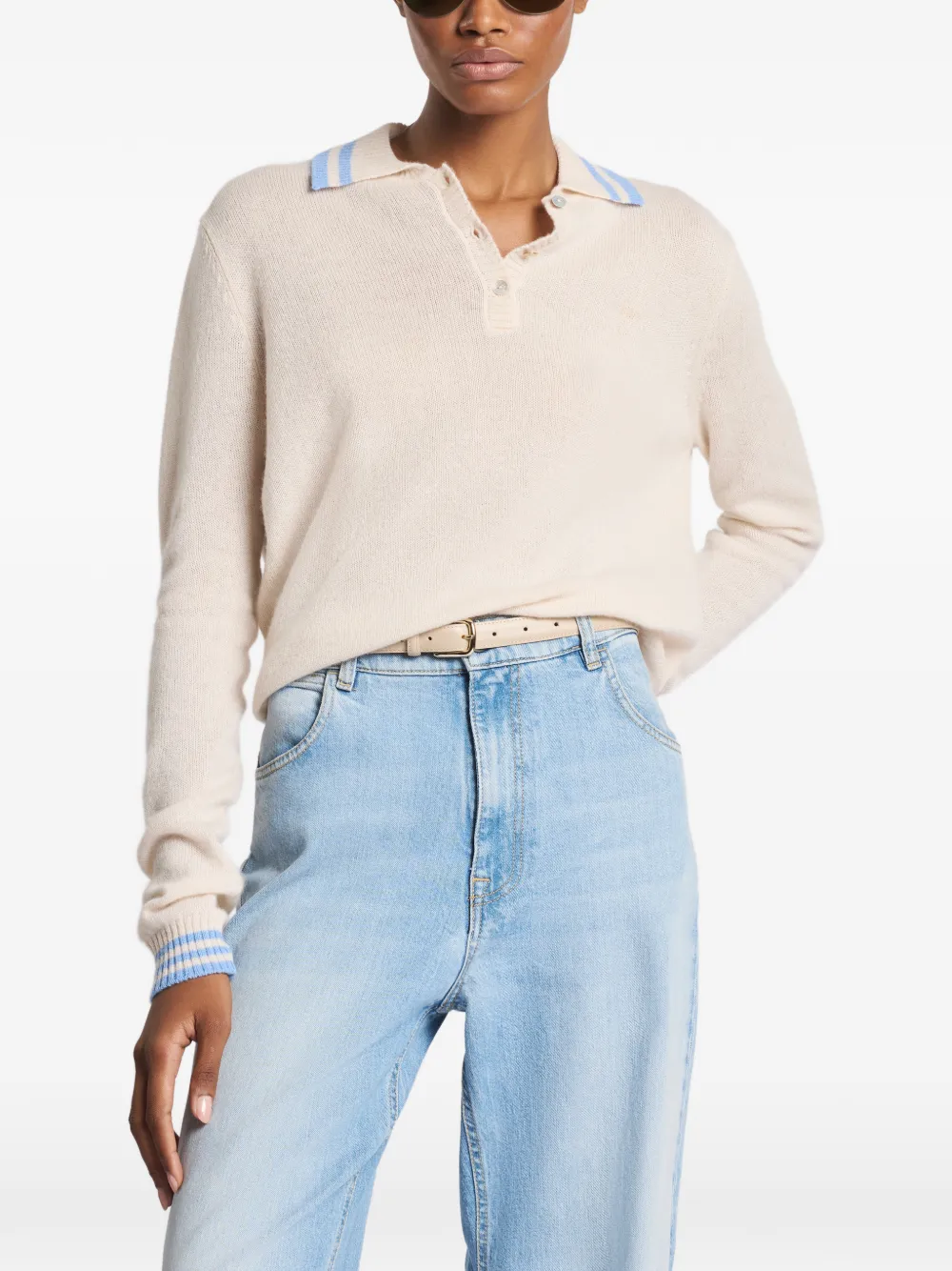 Fay Polotrui met gestreepte afwerking Beige