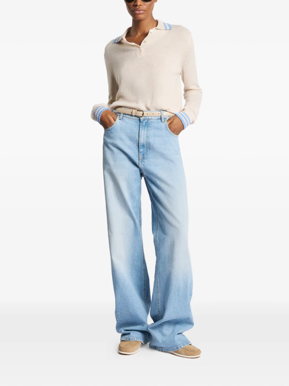 Fay Polotrui met gestreepte afwerking Beige