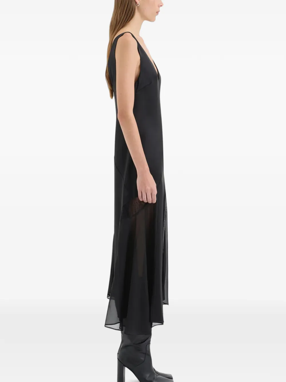 SIR. Ingrid midi-jurk met V-hals Zwart