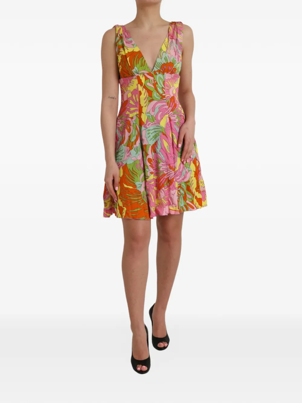 Dolce & Gabbana Abito corto con stampa a fiori - Rosa