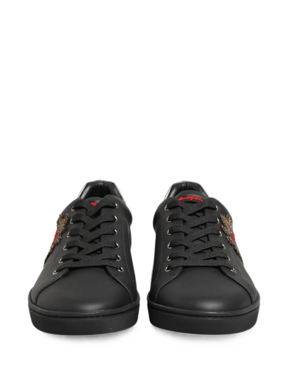 Dolce & Gabbana Leren sneakers met hart-verfraaiing Zwart