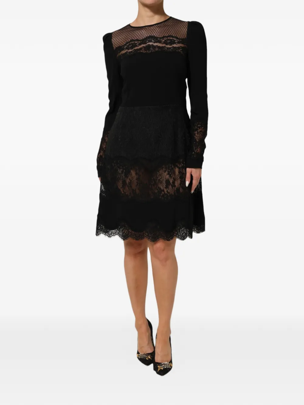 Dolce & Gabbana Abito corto a fiori - Nero
