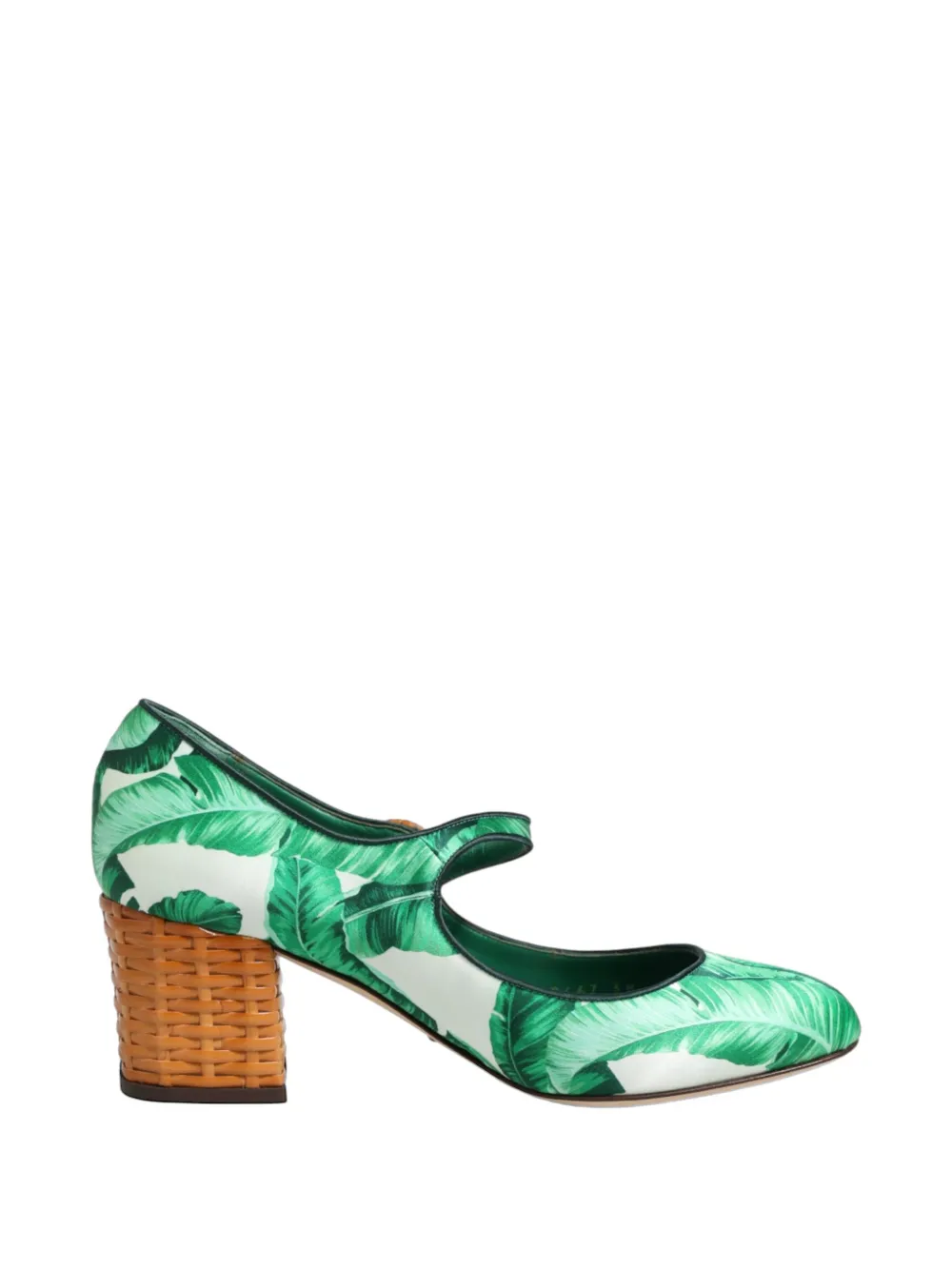 Dolce & Gabbana Pumps met blad-print en rieten hak Groen