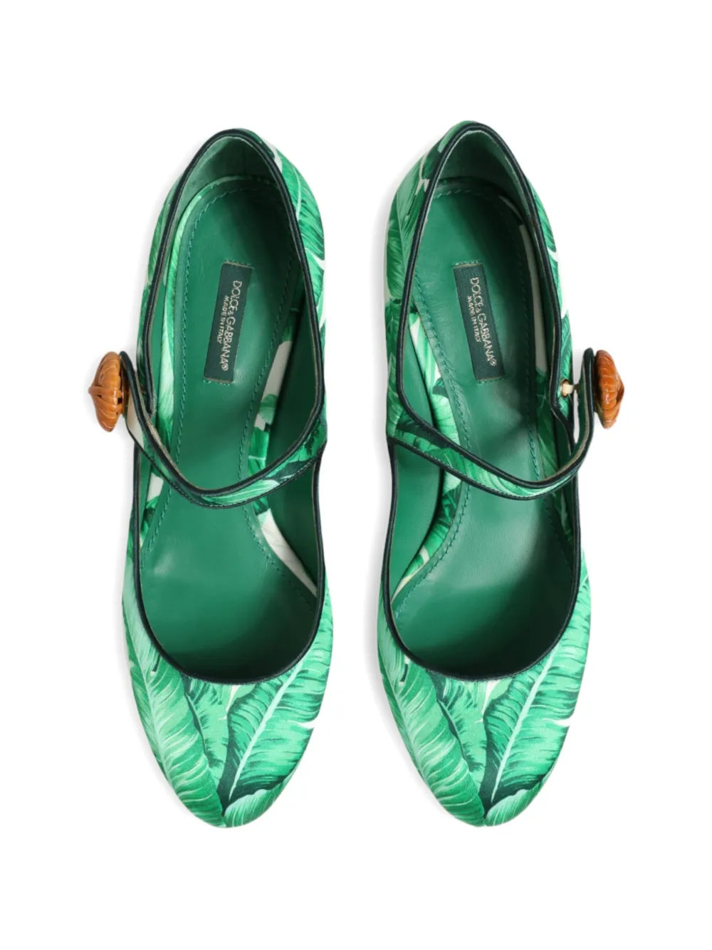 Dolce & Gabbana Pumps met blad-print en rieten hak Groen