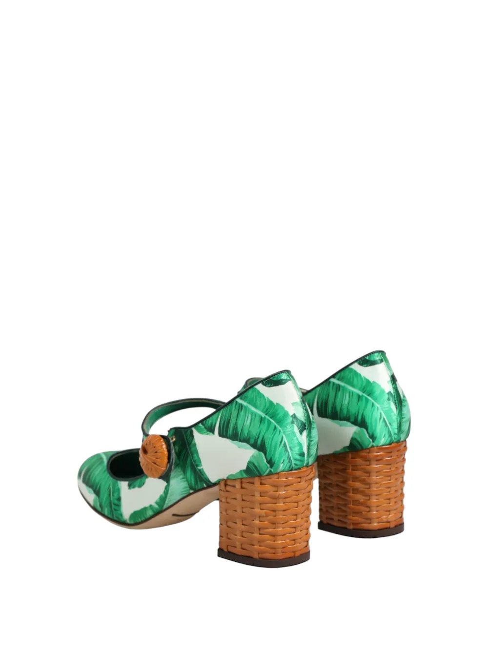 Dolce & Gabbana Pumps met blad-print en rieten hak Groen