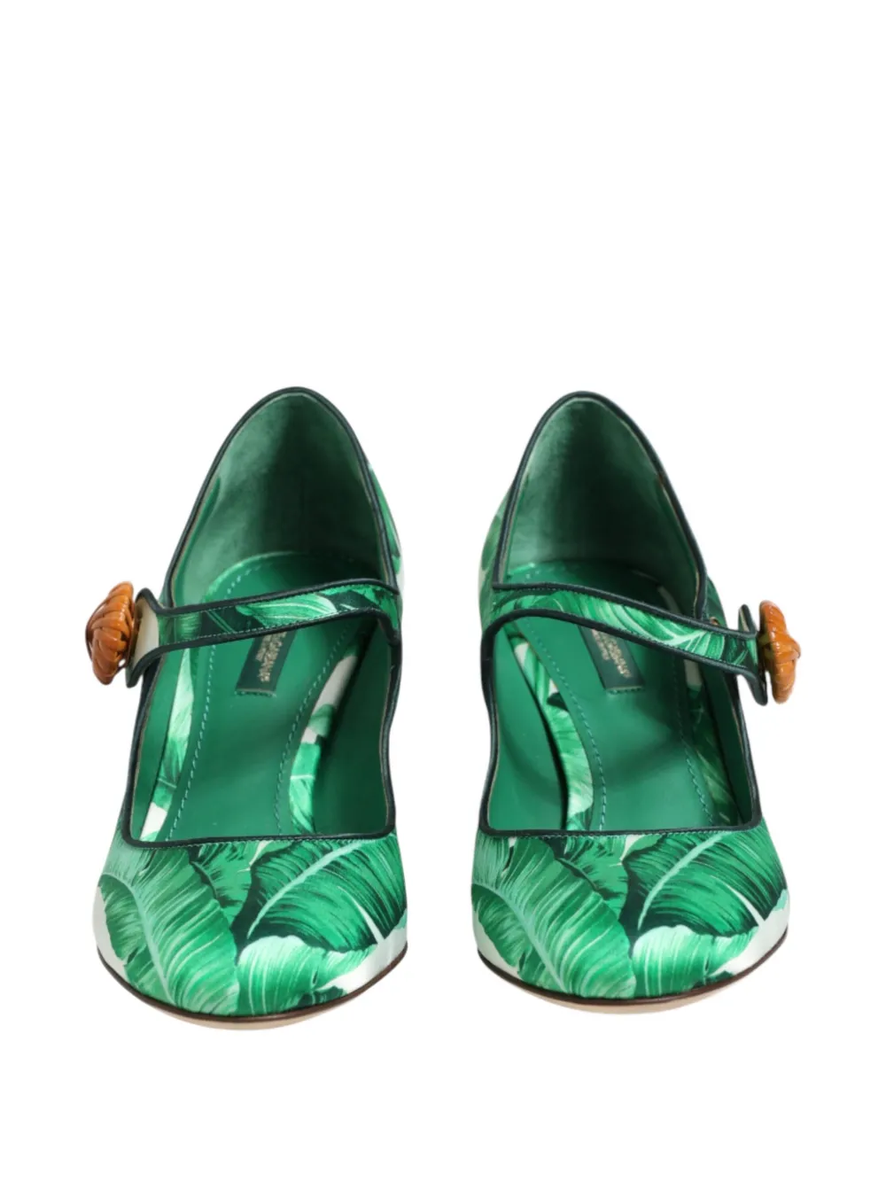Dolce & Gabbana Pumps met blad-print en rieten hak Groen