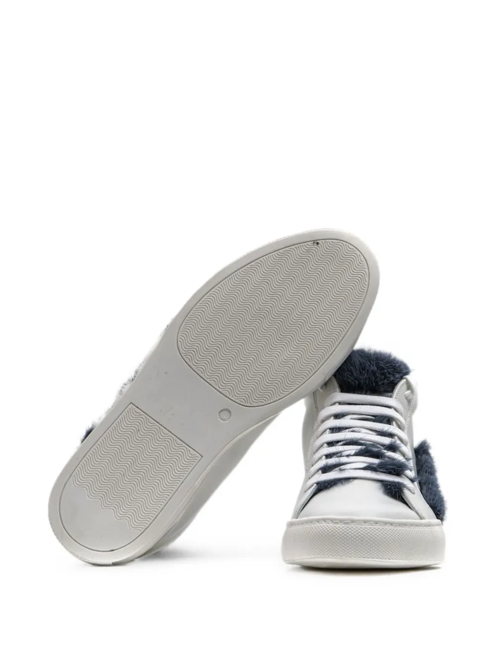 Mr & Mrs Italy High-top sneakers met afwerking van imitatiebont Wit