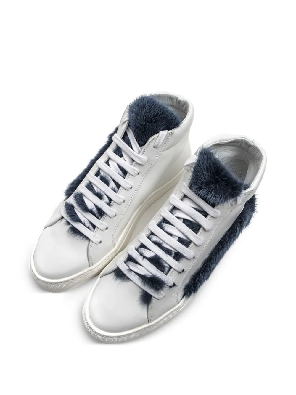 Mr & Mrs Italy High-top sneakers met afwerking van imitatiebont Wit