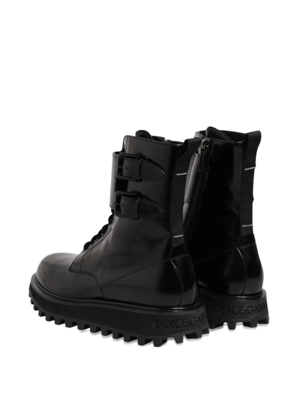 Dolce & Gabbana buckle-strap lace-up ankle boots Zwart