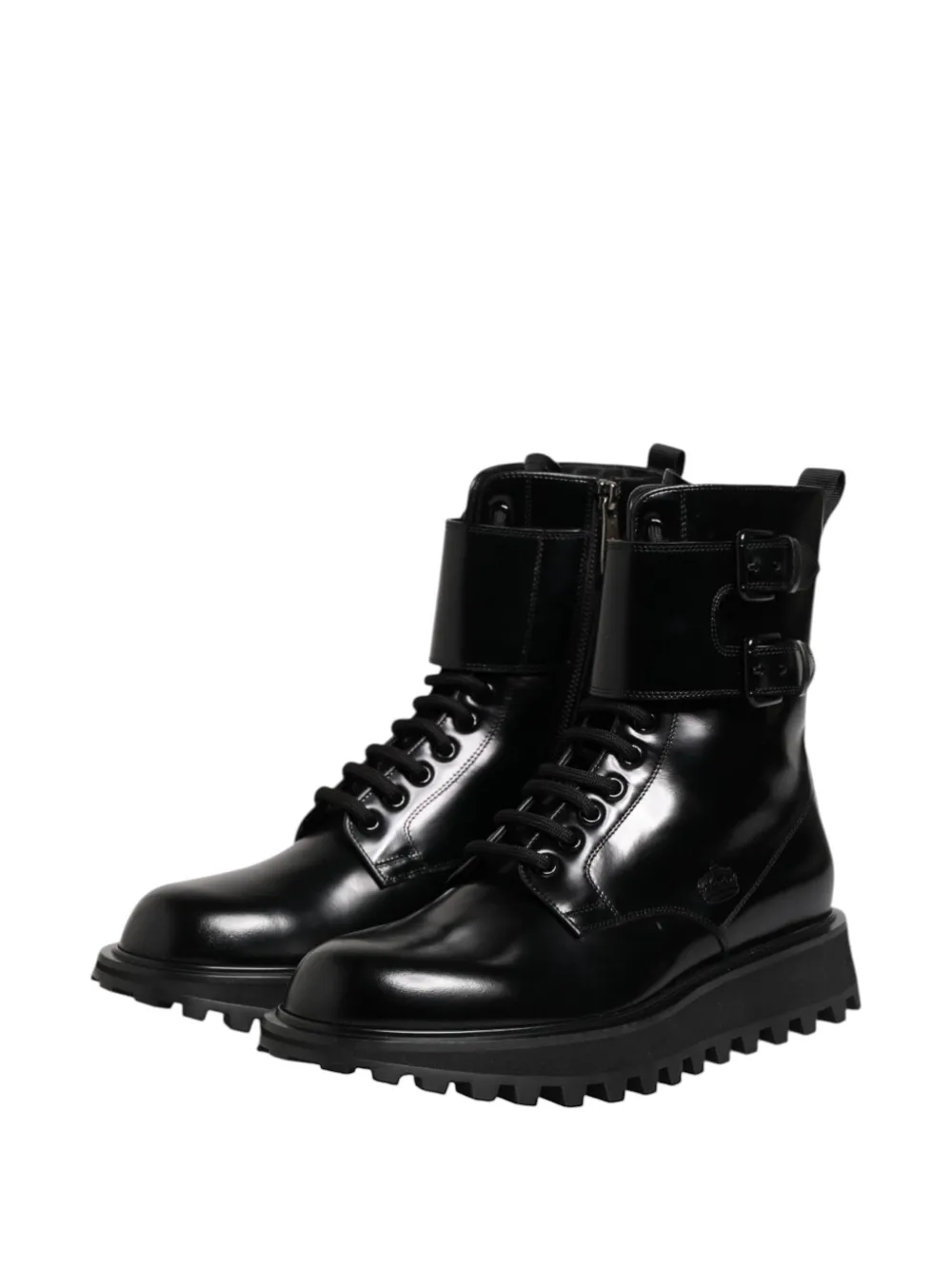 Dolce & Gabbana buckle-strap lace-up ankle boots Zwart