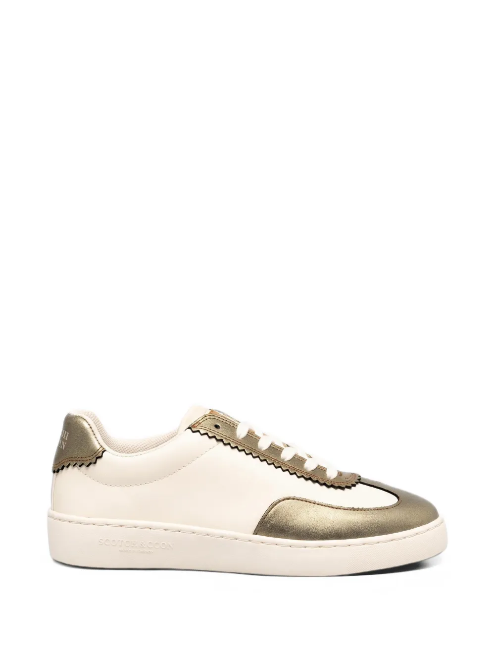 Scotch & Soda scalloped-edge metallic leather sneakers - Nude