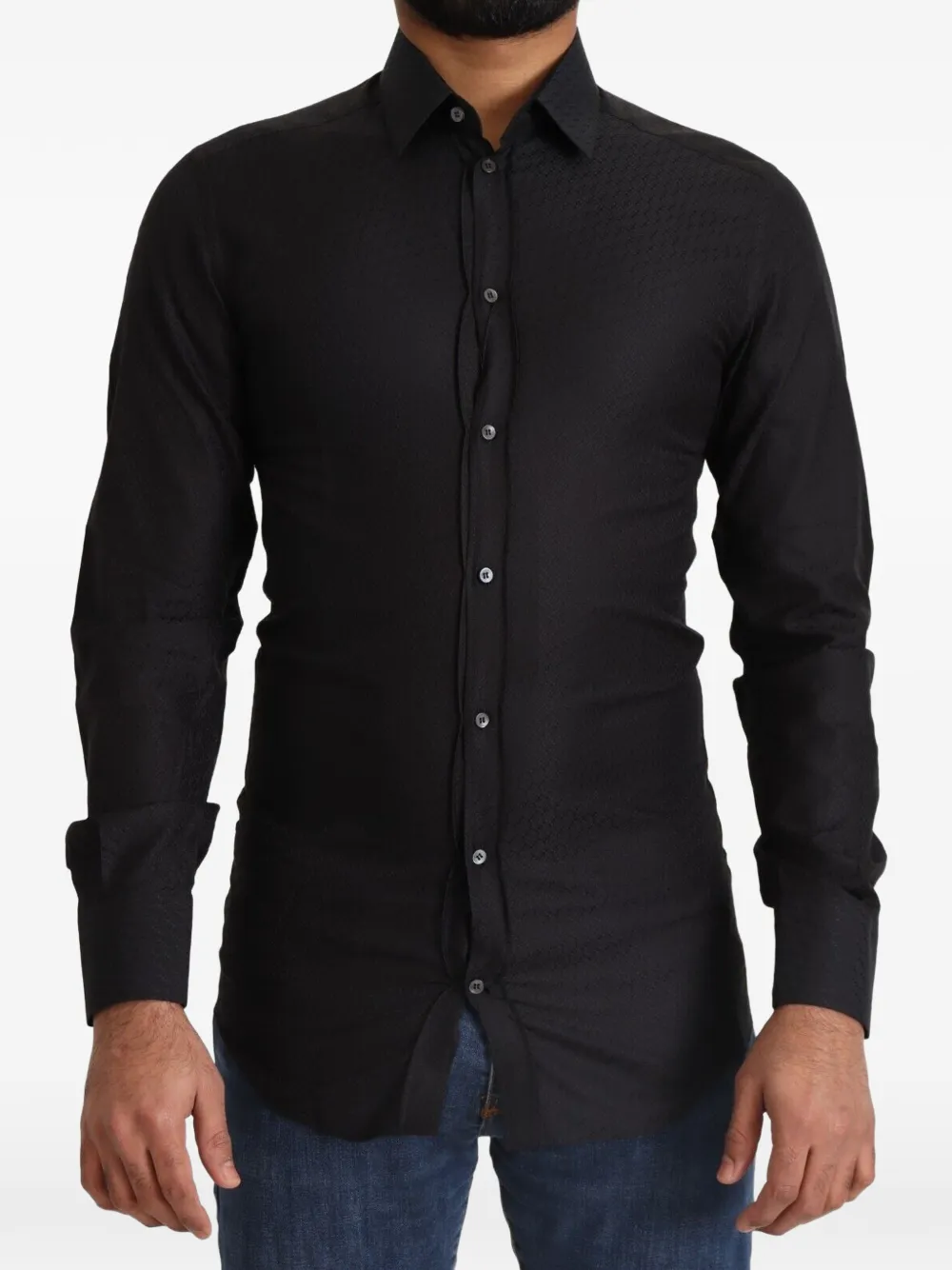 Dolce & Gabbana Gold Hemd mit geometrischem Print - Schwarz