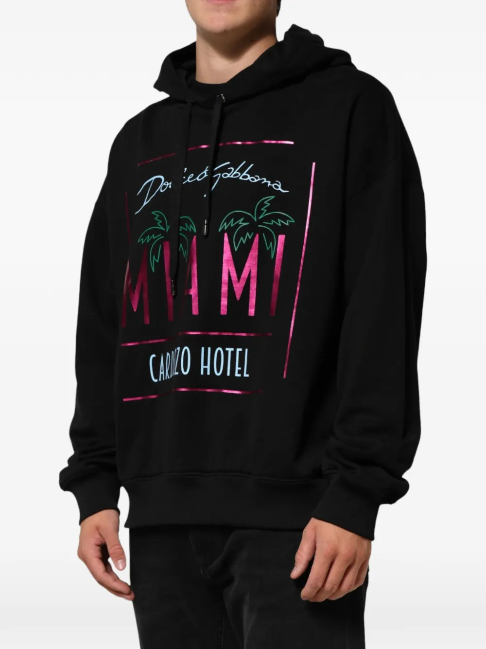 Dolce & Gabbana Hoodie met logoprint en trekkoord Zwart